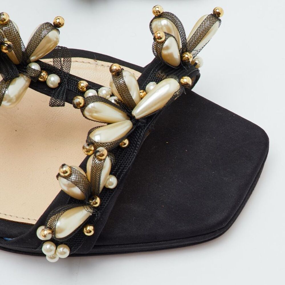 Prada Size 40.5 Black Fabric Embellished Ankle Strap Sandals - Picture 7 of 7